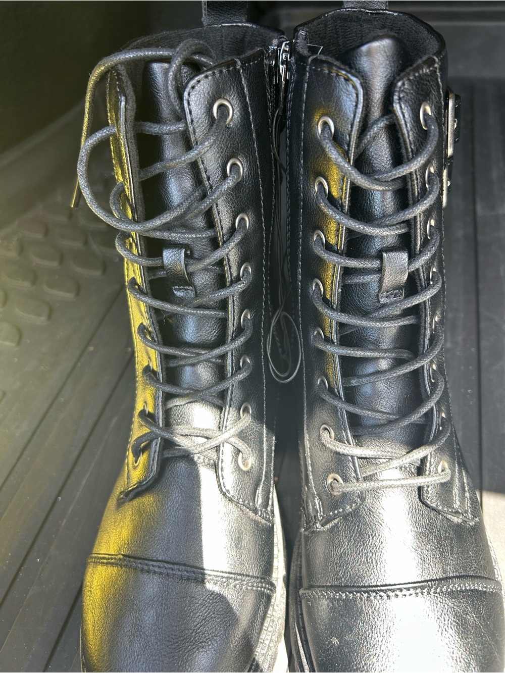 Women's Black Lace-Up Combat Boots